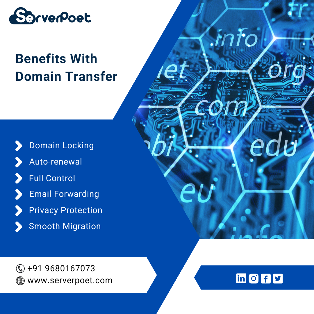 Get lot of benefits of Domain Transfer and full control on your domain 