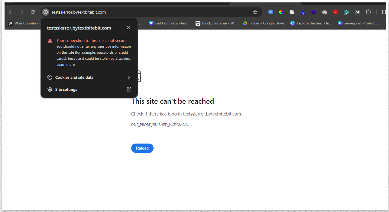 Site is Not secure